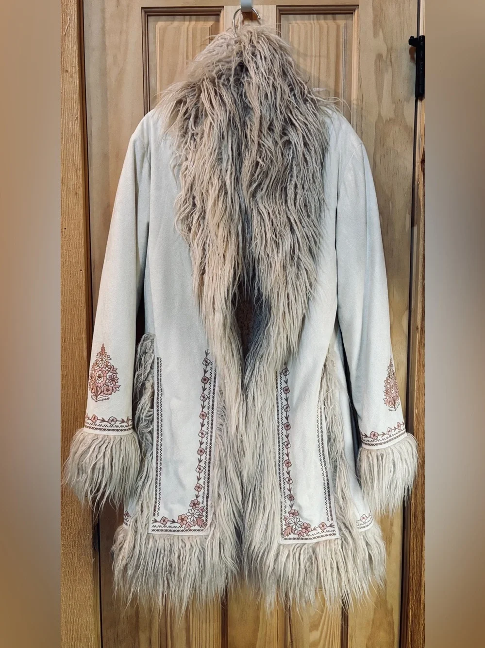 Spell & The Gypsy ‘Joplin’ Embroidered Penny Lane Faux Fur Trim Coat Sand Sable
